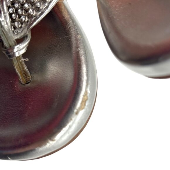 Stuart Weitzman Crystal Embellished Thong Sandal Flip Flop 8 Bling Glam Metallic - Picture 8 of 8